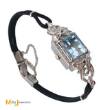 14K White Gold 7.10ct Aquamarine and 0.46cts Diamond Bracelet