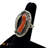 Sterling Silver 925 Coral Ring Size 5.5