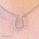 14K White Gold 0.22ctw Diamond Horseshoe Stationary Pendant Necklace