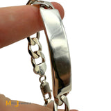 Sterling Silver 925 Figaro Chain Blank ID Bracelet Size 7"