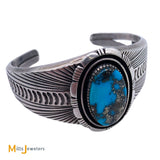 Signed FA Sterling Silver 925 6.64ct Blue Turquoise Cuff Bracelet