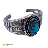 Signed FA Sterling Silver 925 6.64ct Blue Turquoise Cuff Bracelet