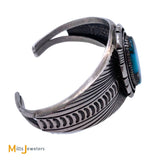 Signed FA Sterling Silver 925 6.64ct Blue Turquoise Cuff Bracelet
