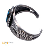 Signed FA Sterling Silver 925 6.64ct Blue Turquoise Cuff Bracelet