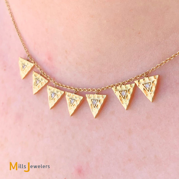 Signed Misahara 18K Yellow Gold .12ct Diamond Gilded Charm Necklace