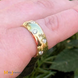 Tiffany & Co. 18K Yellow Gold 950 Platinum 0.30ctw Diamond Etoile Band Ring Size 5.5