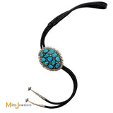 Vintage Signed TM Sterling Silver 925 Blue Turquoise Multi Nugget Bolo Tie
