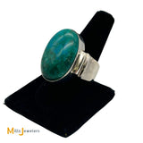 Signed AH Large Men's Cabochon Turquoise Sterling Silver 925 Ring Size 11