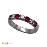ADPG 14K White Gold 0.40cts Ruby 0.24cts Diamond Band Ring Size 4.75
