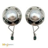 18K White Gold Platinum Keshi Pearl Diamond Alexandrite Earrings