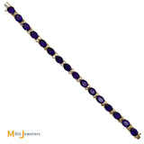 14K Yellow Gold 22.08ctw Oval Amethyst Tennis Link Bracelet 7"