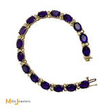 14K Yellow Gold 22.08ctw Oval Amethyst Tennis Link Bracelet 7"