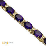14K Yellow Gold 22.08ctw Oval Amethyst Tennis Link Bracelet 7"