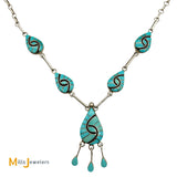 Amy Quandelacy Zuni Hummingbird Sleeping Beauty Turquoise Sterling Silver 925 Necklace