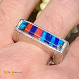 Andrew Alvarez Inlaid Turquoise Coral Lapis Ring Large Ring Size 12.75