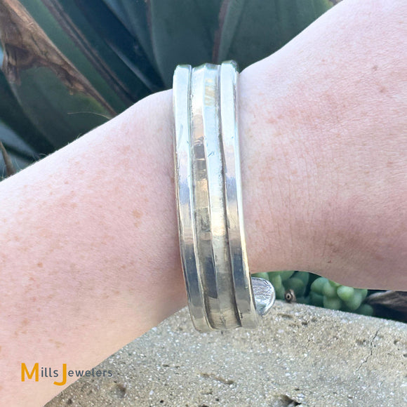 Andrew Saufkie Hopi Sterling Silver 925 Cuff Bracelet