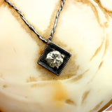 Antique 14K White Gold Hand-Carved Habille Cameo 0.04ct Diamond Pendant/Brooch