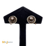 Antique 14K Yellow Gold 0.96cts Rose Cut Diamond Seed Pearl Clip-On Earrings