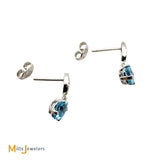 14K White Gold 1.3ctw Aquamarine and 0.04ctw Diamond Dangle Earrings