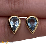 14K Yellow Gold 3.50ctw Aquamarine Teardrop Stud Earrings
