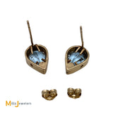 14K Yellow Gold 3.50ctw Aquamarine Teardrop Stud Earrings