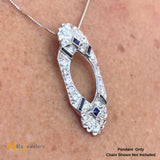 Vintage Platinum Art Deco 0.72ctw Diamond and Synthetic Sapphire Slide Pendant