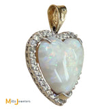 14K Two-tone Gold 20.37ct Australian Fire Opal and 1.08ctw Diamond Heart Pendant