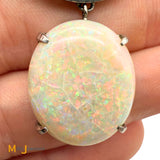 14K Two-tone Gold 10ct Australian Fire Opal Abstract Slide Dangle Pendant