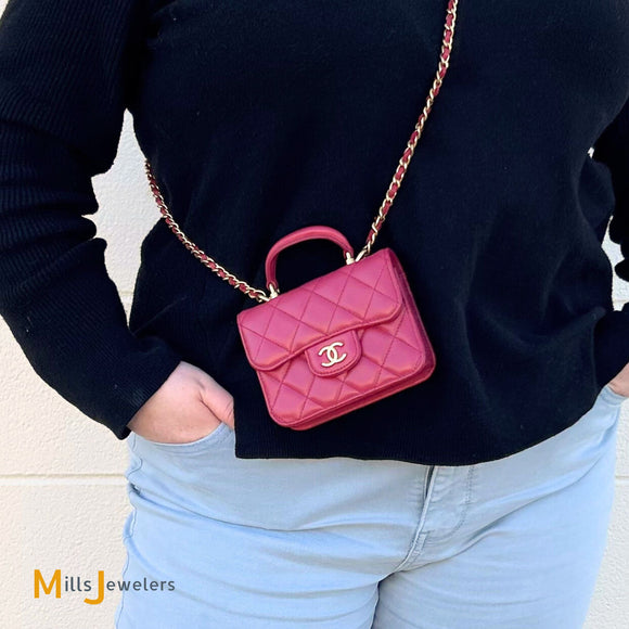 Chanel Crossbody Coin Purse Chanel Deep Pink Lambskin Flap Coin