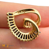 Bogarz Signed 14K Yellow Gold 1.98ctw Blue Sapphire 0.42ctw Diamond Slide Heart Pendant