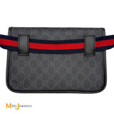 Gucci GG Supreme Black/Grey Coated Canvas Belt Flap Bag
