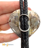 Gilbert Nelson Vintage Navajo Sterling Silver 925 Bisbee Turquoise Bolo Tie
