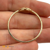 Signed 14K Yellow Gold 0.21ctw Diamond Pave Circle Pendant