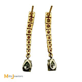 Signed 14K Two-tone Gold 1.87ctw Diamond Graduated Dangle Earrings