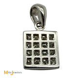 18K White Gold Princess Cut 0.96ctw Diamond Cluster Dangle Pendant