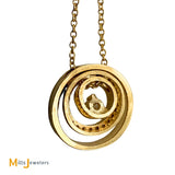 14K Yellow Gold 0.21ctw Diamond Layered Circle Slide Pendant Necklace