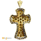 Signed Heng Ngai Jewelry 14K Two-Tone Gold 0.72ctw Yellow and 0.27ctw White Diamond Cross Pendant