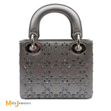 Dior Mini Lady Dior Gray Strass Satin Cannage Crossbody Bag