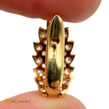 14K Yellow Gold 0.44ctw Round Brilliant Diamond Leaf Huggie Earrings