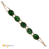14k Yellow Gold Hand-Carved Jade 12.25ctw Link Bracelet Size 7.25