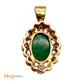Vintage 14K Yellow Gold 4.76ct Jade and 1.04ctw Diamond Slide Pendant