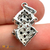 14K White Gold 0.5ctw Blue Sapphire and 0.54ctw Diamond Slide Geometric Pendant