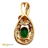 14K Yellow Gold 0.72ct Oval Emerald and 0.55ctw Diamond Slide Pendant