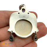 Carved Buffalo Bone Thai Moon Face Sterling Silver 925 Garnet Amethyst and Moonstone Pendant