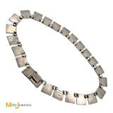 Sterling Silver 925 Turquoise Chip Inlay Box Link Panel Necklace