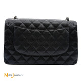 Chanel Double Flap Quilted Caviar Leather Black Crossbody Bag Jumbo 2018