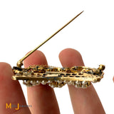 Antique 18K Yellow Gold Pearl Art Deco Brooch