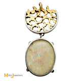 14K Two-tone Gold 10ct Australian Fire Opal Abstract Slide Dangle Pendant