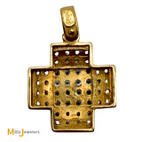 18K Two-Tone Yellow White Gold 0.96ctw Diamond Pave Set Cross Pendant