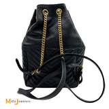 Yves Saint Laurent Black Lambskin Matelasse Monogram Joe Drawstring Backpack